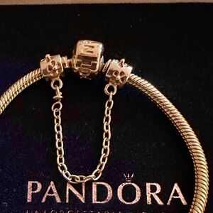 ❌SOLD❌Authentic Pandora 14K Yellow Gold G585 ALE Flower Safety Chain ❌SOLD❌